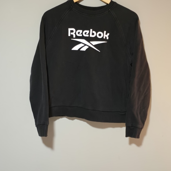 Women's Classic Black And White Reebok Y2K Crewneck Sweater - Picture 2 of 3